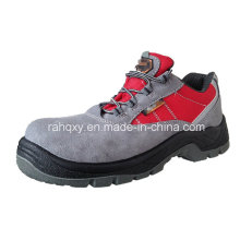 Gamuza gris y zapato de seguridad Oxford rojo [Hq05020]